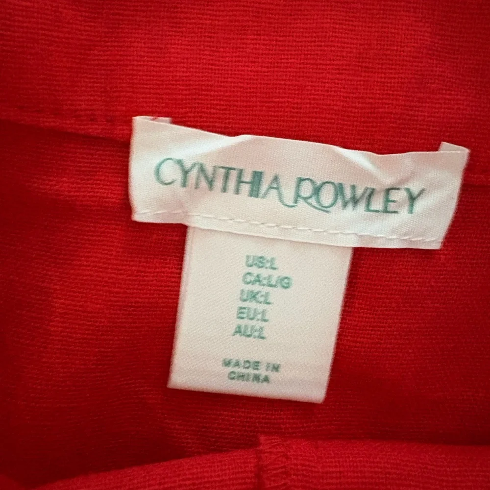 NWT Cynthia Rowley Red Wide-Leg Pants with Seashell Button Detail - Size Large - Picture 4 of 5